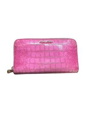 Miu Miu Pink Croc-Embossed Leather Zip Wallet